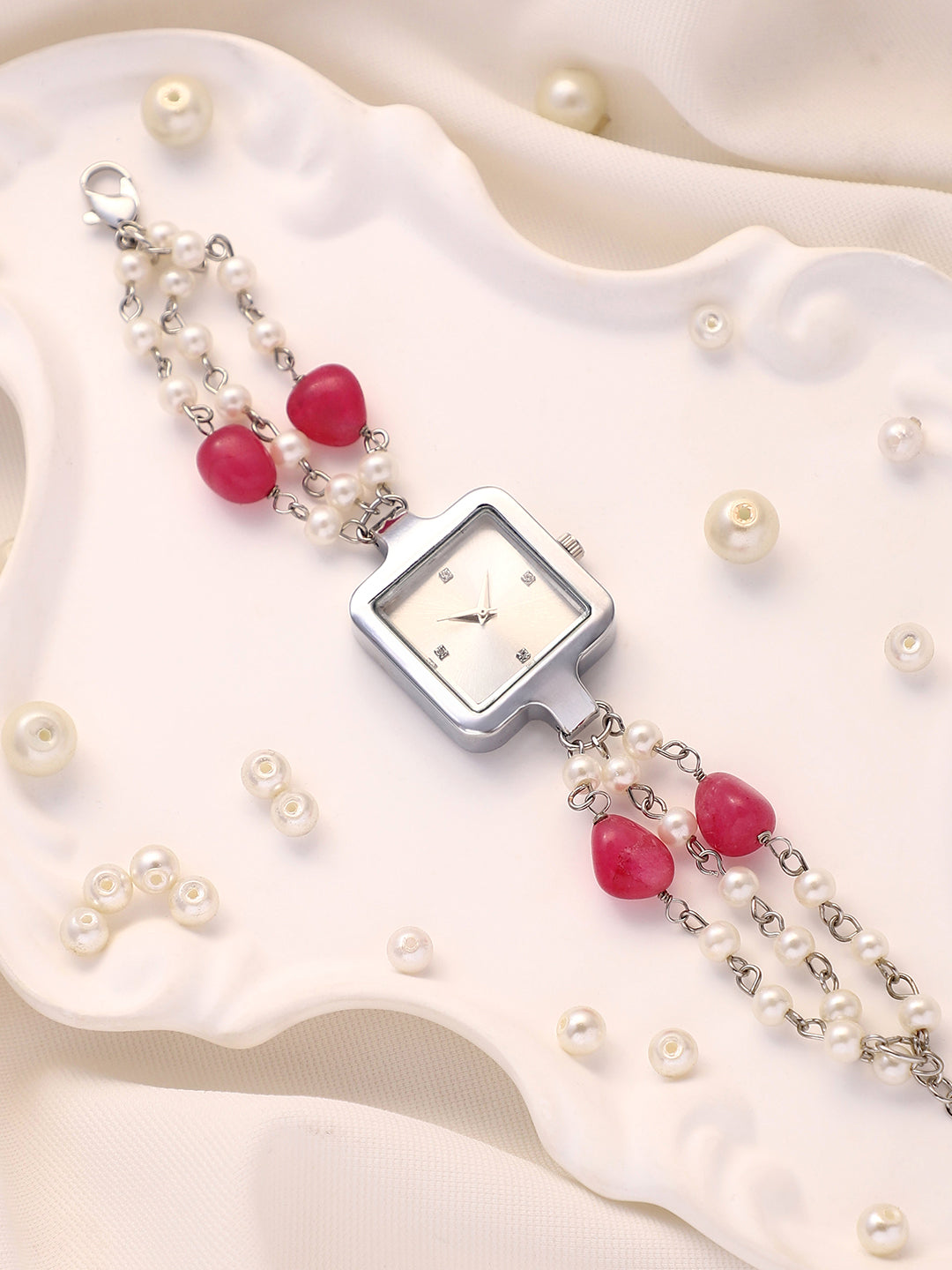 The Begum Square Watch - Ruby Red