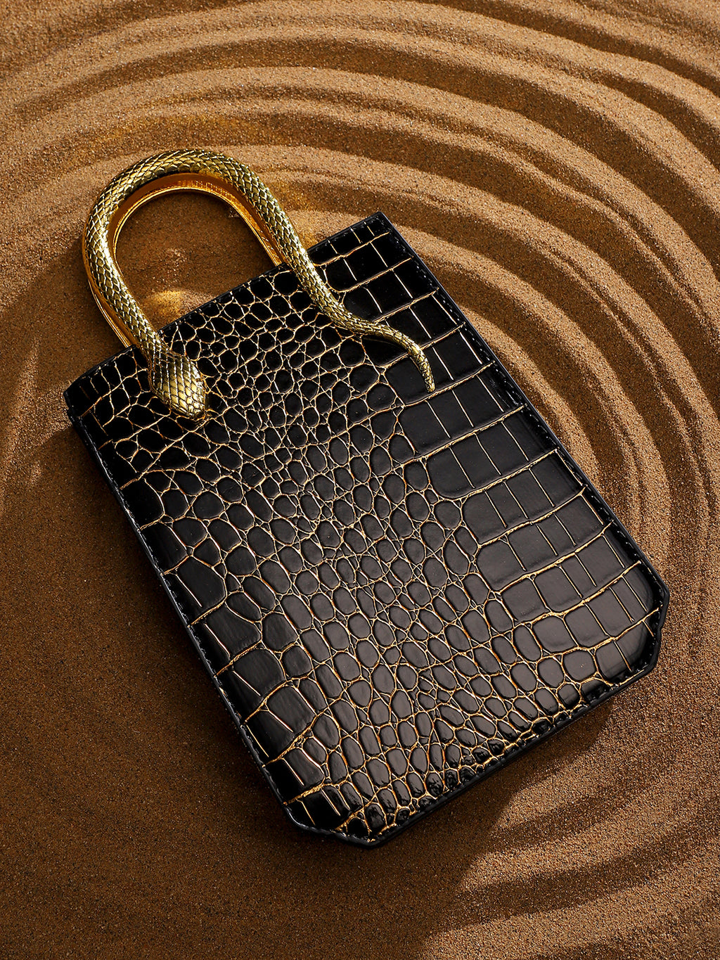 The Gilded Viper Hand Bag - Onyx Black