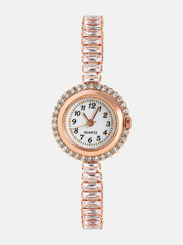 The Crystalized Wrap Round Watch - Rose Gold (Emerald Green Stone)