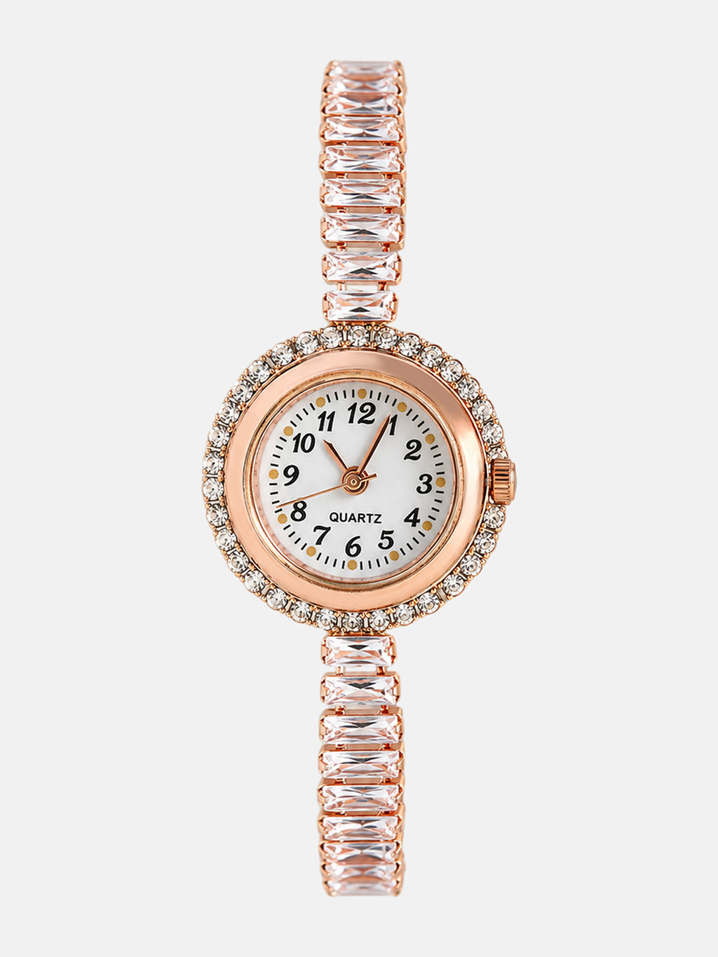 The Crystalized Wrap Round Watch - Rose Gold (Emerald Green Stone)