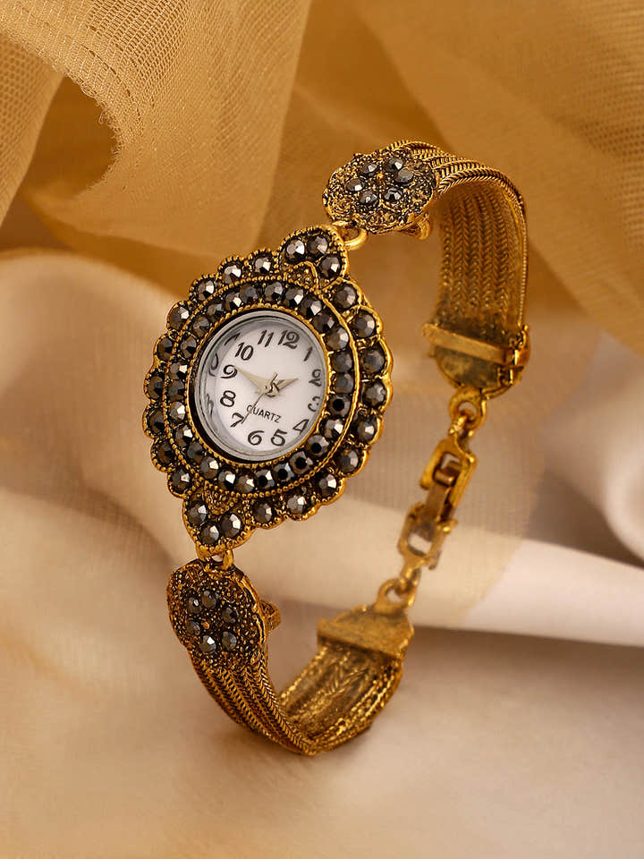 The Stone Chainlink Round Watch - California Gold