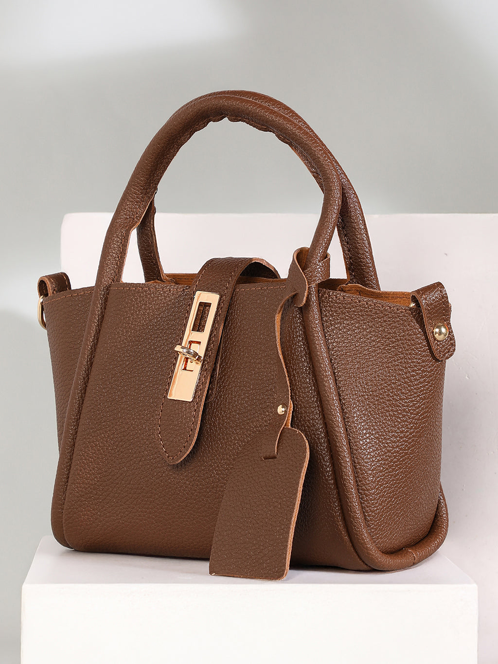 The Galleria Hand Bag With Pouch - Mocha Brown