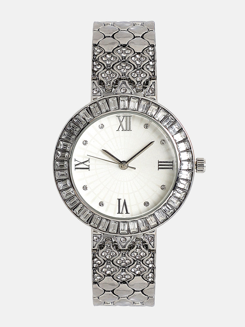 The Bijou Ophidian Round Watch - Metallic Silver