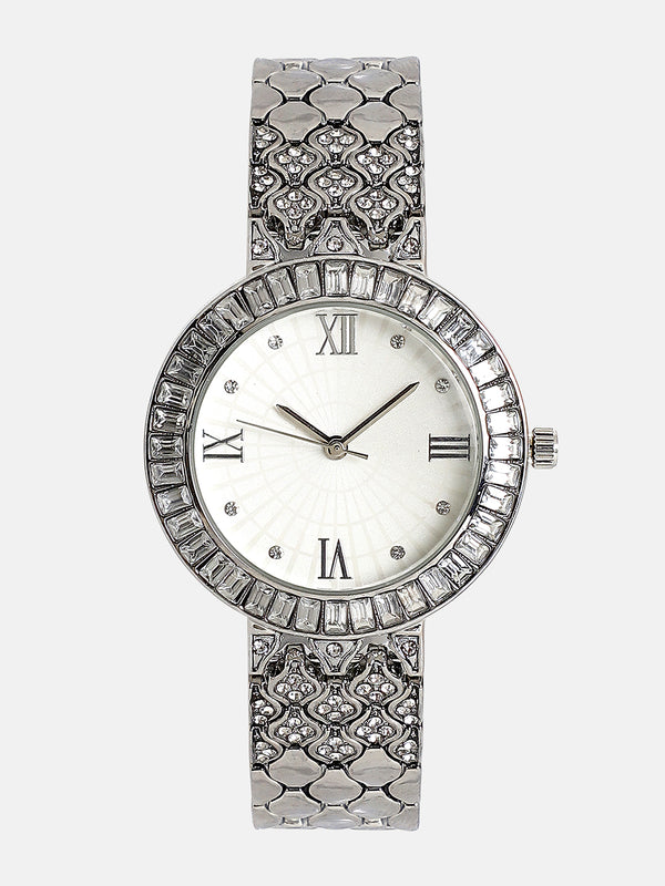 The Bijou Ophidian Round Watch - Metallic Silver
