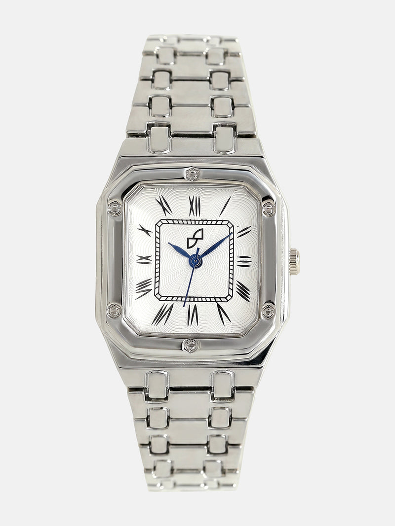 The Torque Roman Square Watch - Metallic Silver
