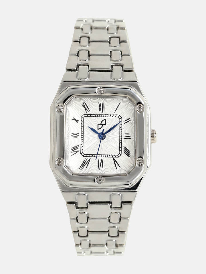 The Torque Roman Square Watch - Metallic Silver