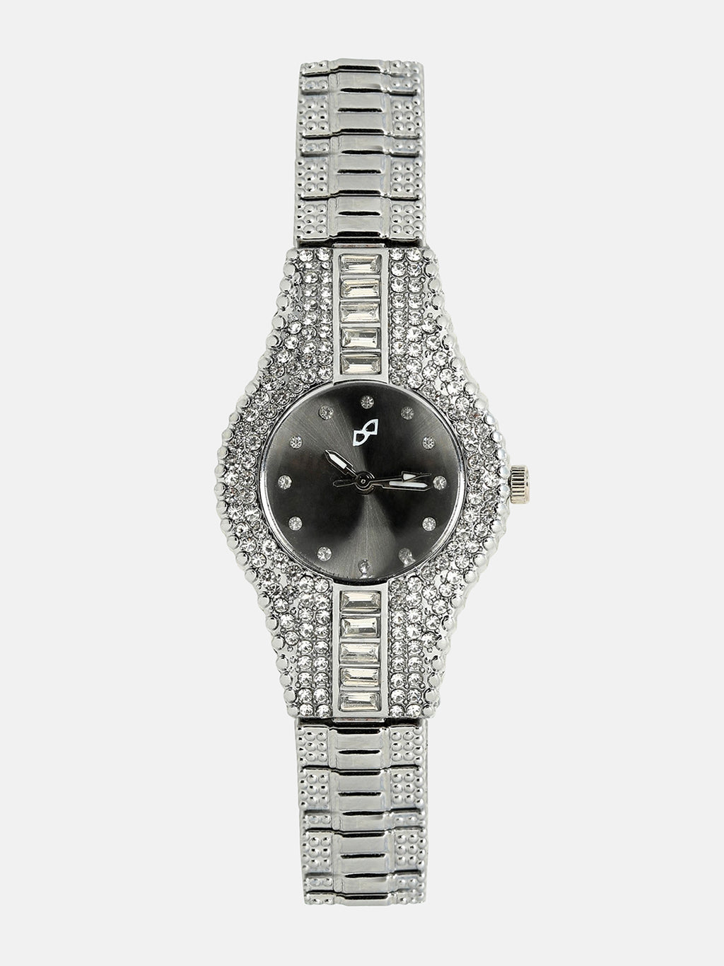 The Embellished Round Watch - Onyx Black