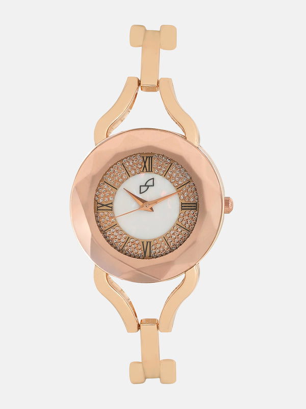 The Celeste Roman Round Watch - Rose Gold