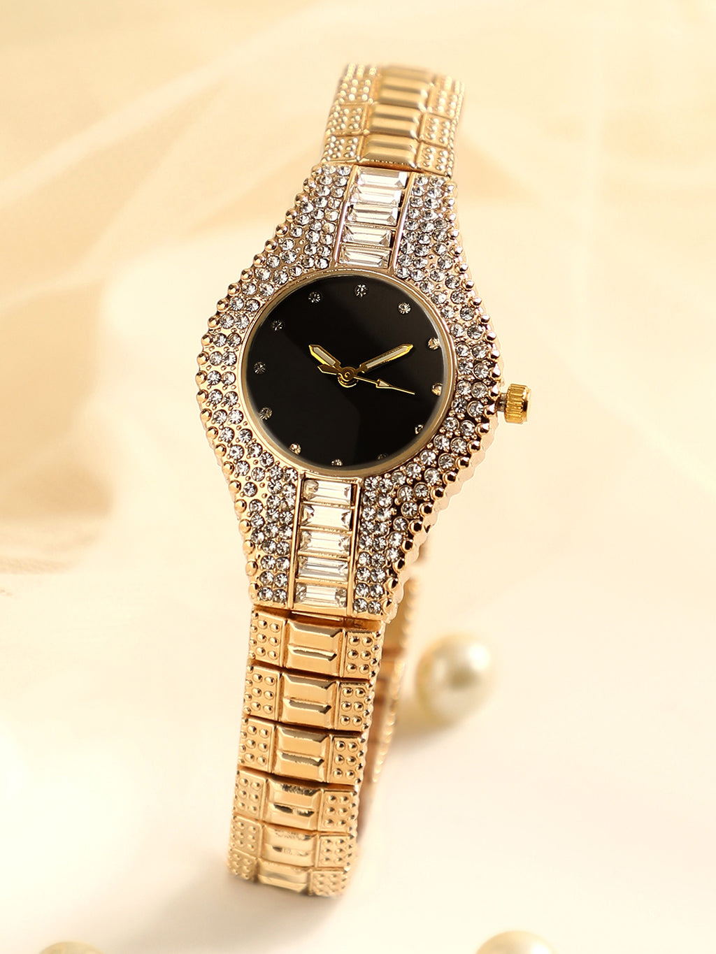 The Embellished Round Watch - California Gold