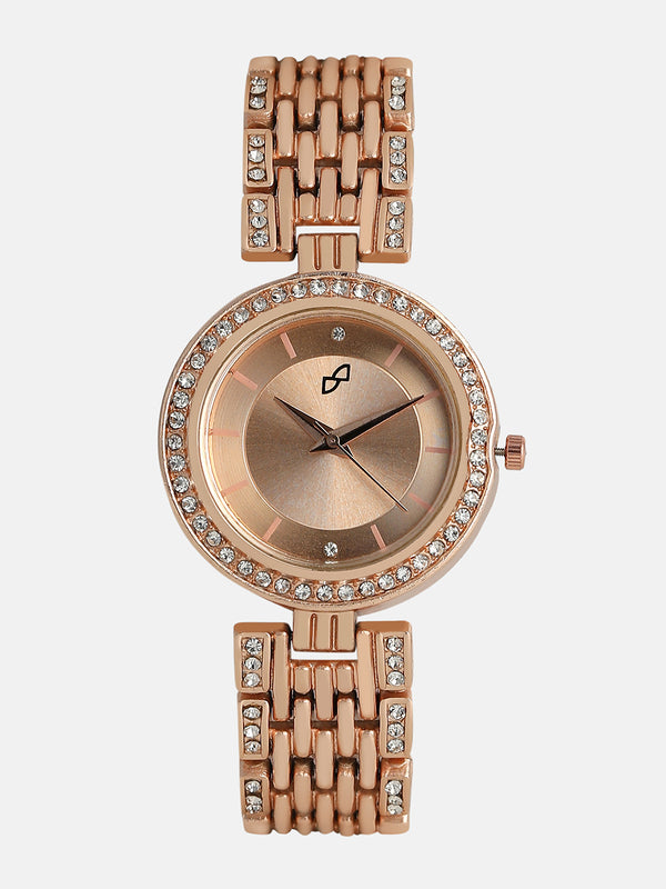 The Cristal-Orbit Round Watch - Rose Gold