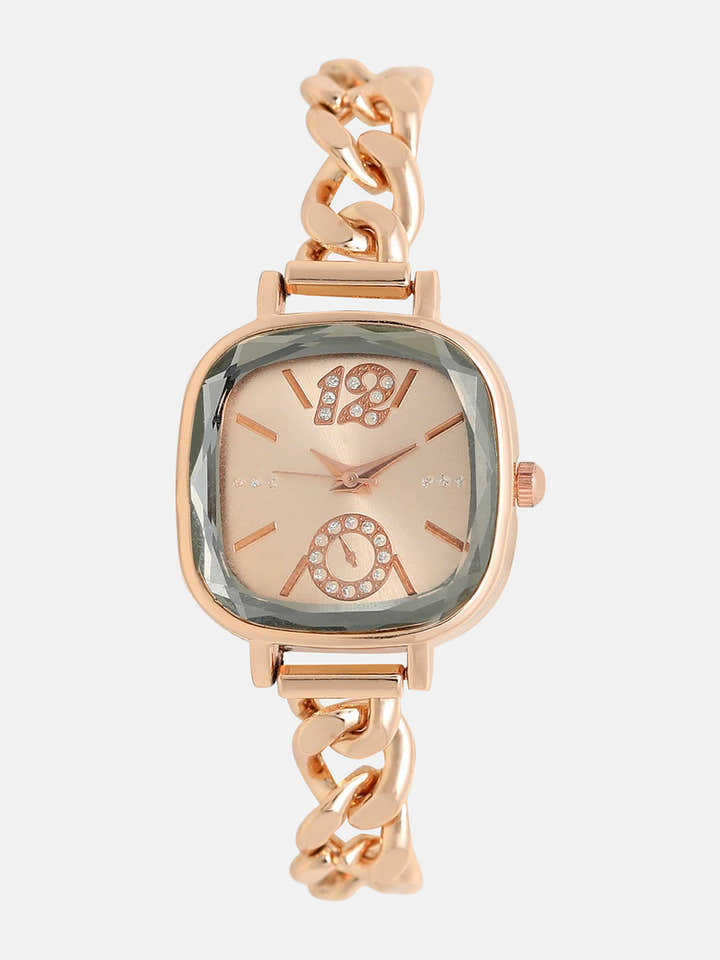 The Celeste Chainlink Square Watch - Rose Gold
