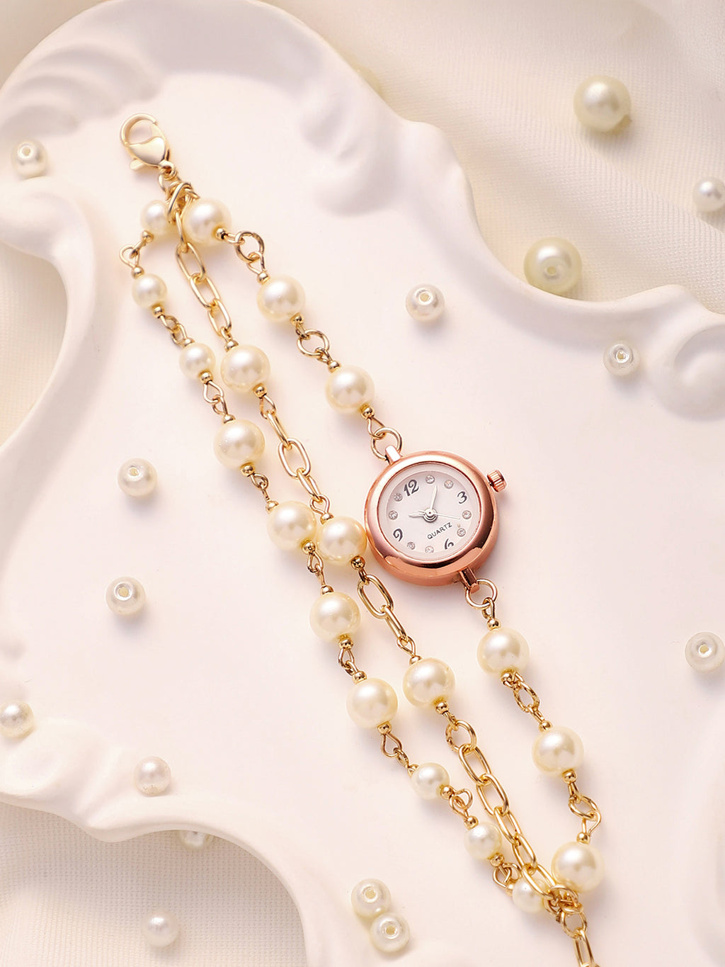 The Snowball Round Watch - Pearl White