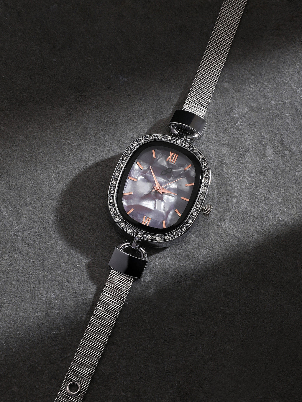 The Textured Square Watch - Charcoal Grey