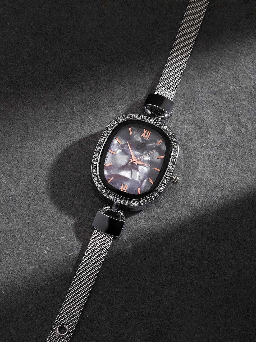 The Textured Square Watch - Charcoal Grey