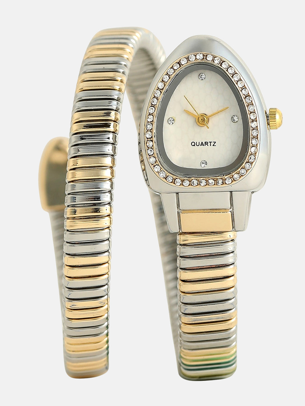 The Aurelia Gem Wrap Oval Watch -  Metallic Silver