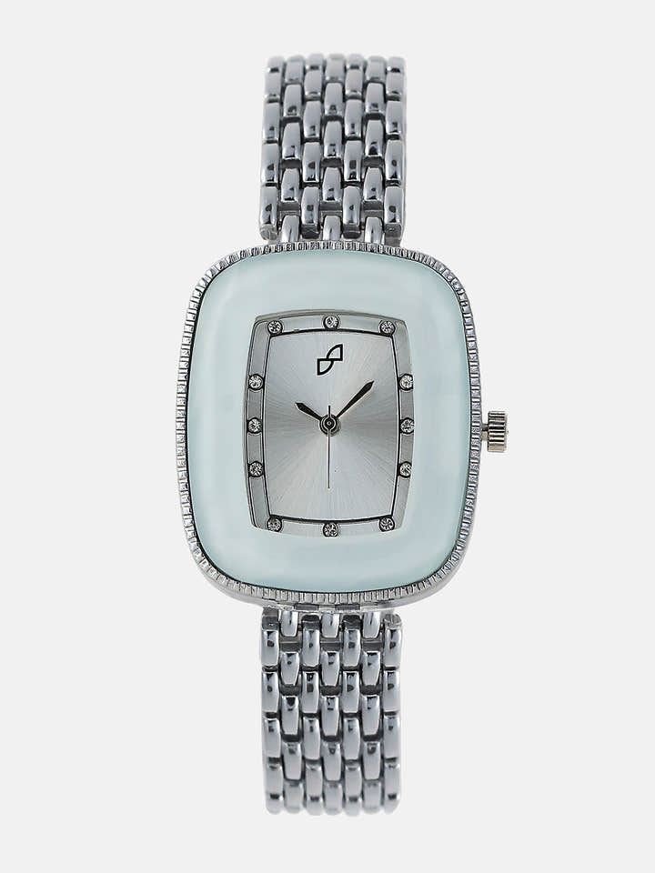 The Grecian Rectangular Diamond Watch - Metallic Silver