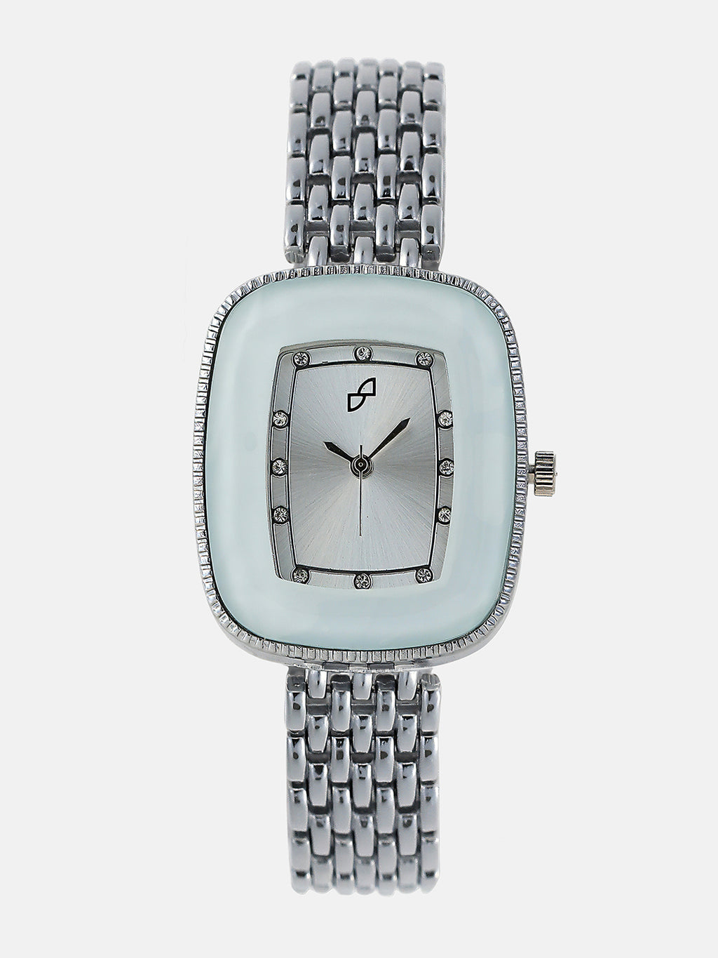 The Grecian Rectangular Diamond Watch - Metallic Silver