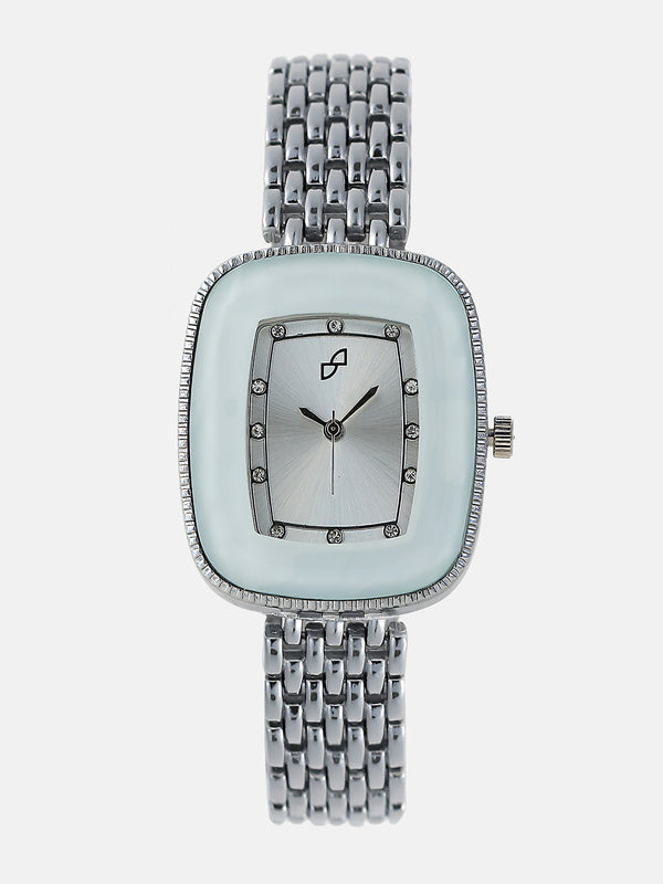 The Grecian Rectangular Diamond Watch - Metallic Silver