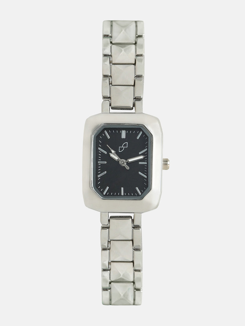 The Savile Rectangular Watch - Metallic Silver