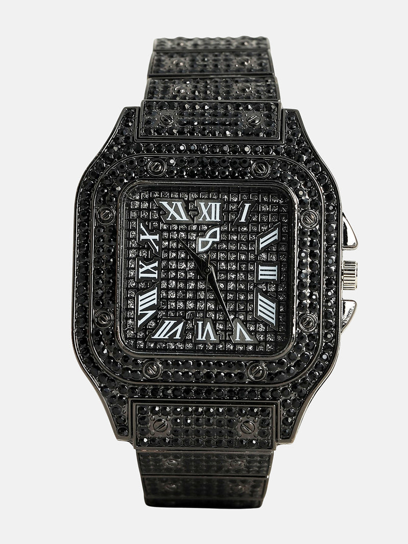 The Bijou Roman Square Watch - Midnight Black