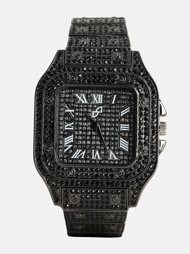 The Bijou Roman Square Watch - Midnight Black