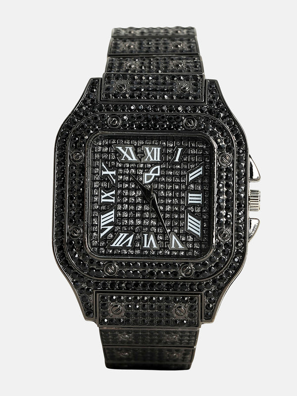 The Bijou Roman Square Watch - Midnight Black