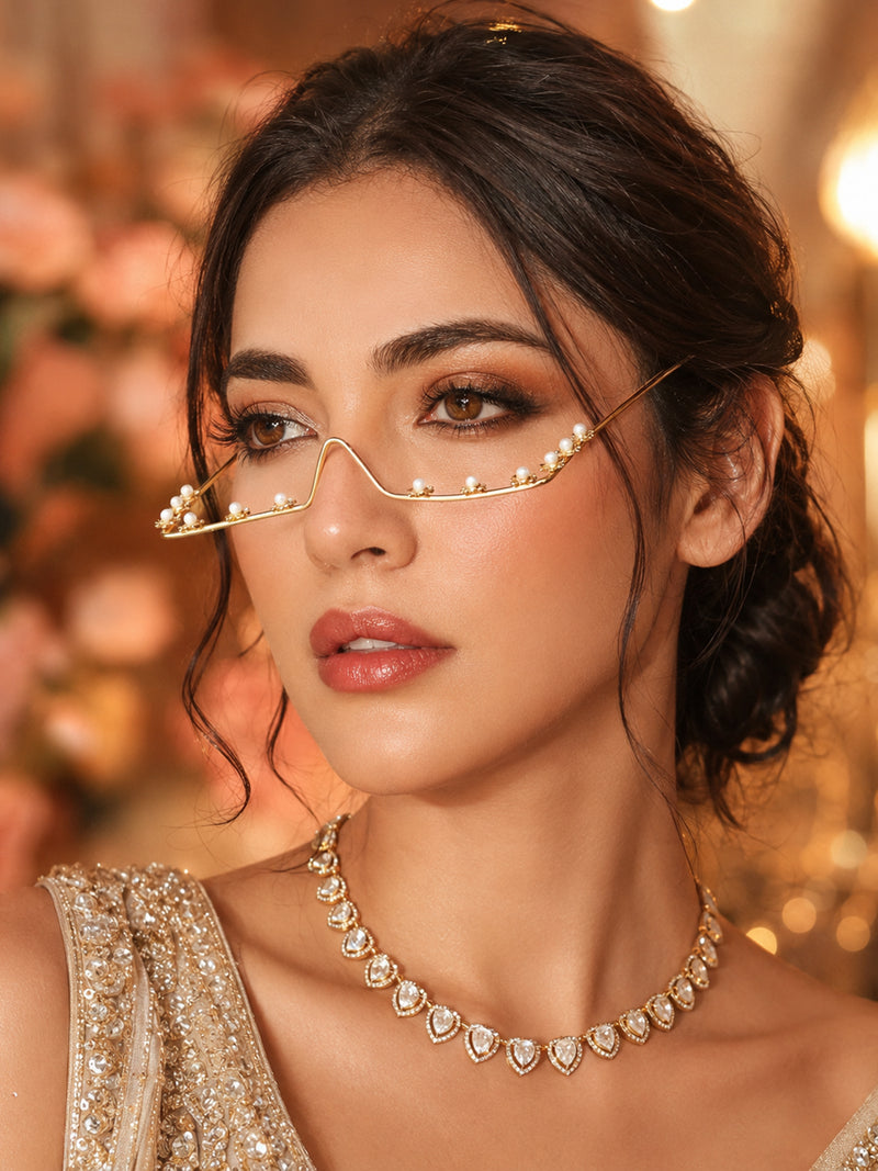 The Pearl Chain Sunglass - Gold Pearl