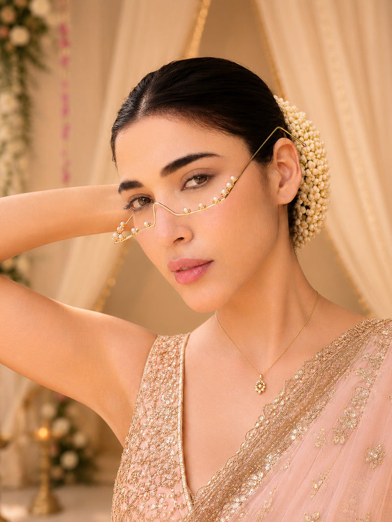 The Pearl Chain Sunglass - Gold Pearl