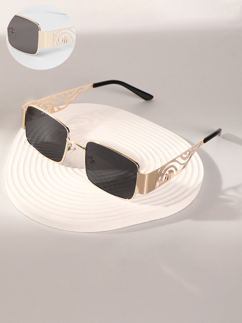 The Swirl Rectangular Sunglasses - Midnight Black