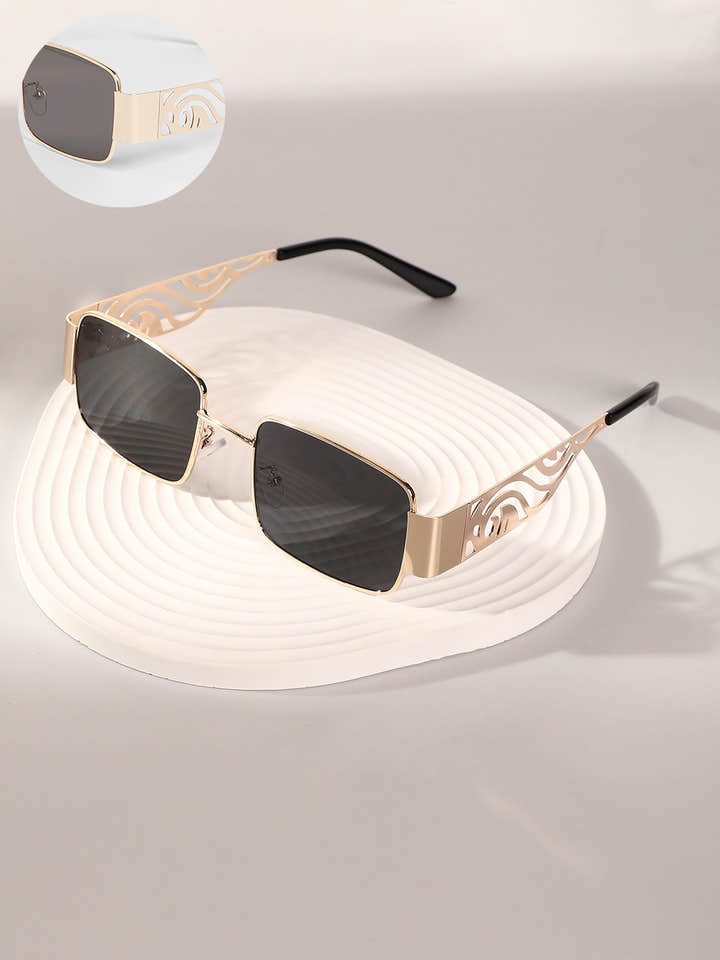 The Swirl Rectangular Sunglasses - Midnight Black