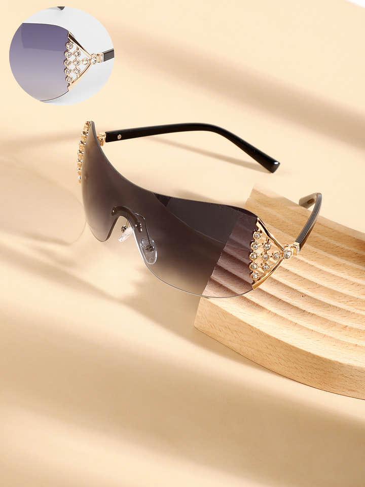 The Bling Wrap Sunglasses - Onyx Black
