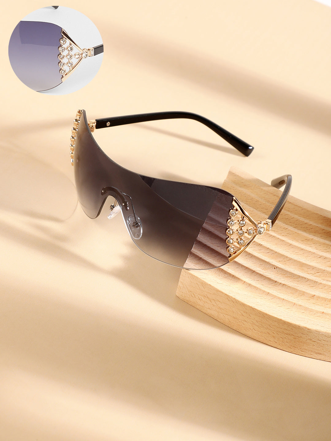 The Bling Wrap Sunglasses - Onyx Black