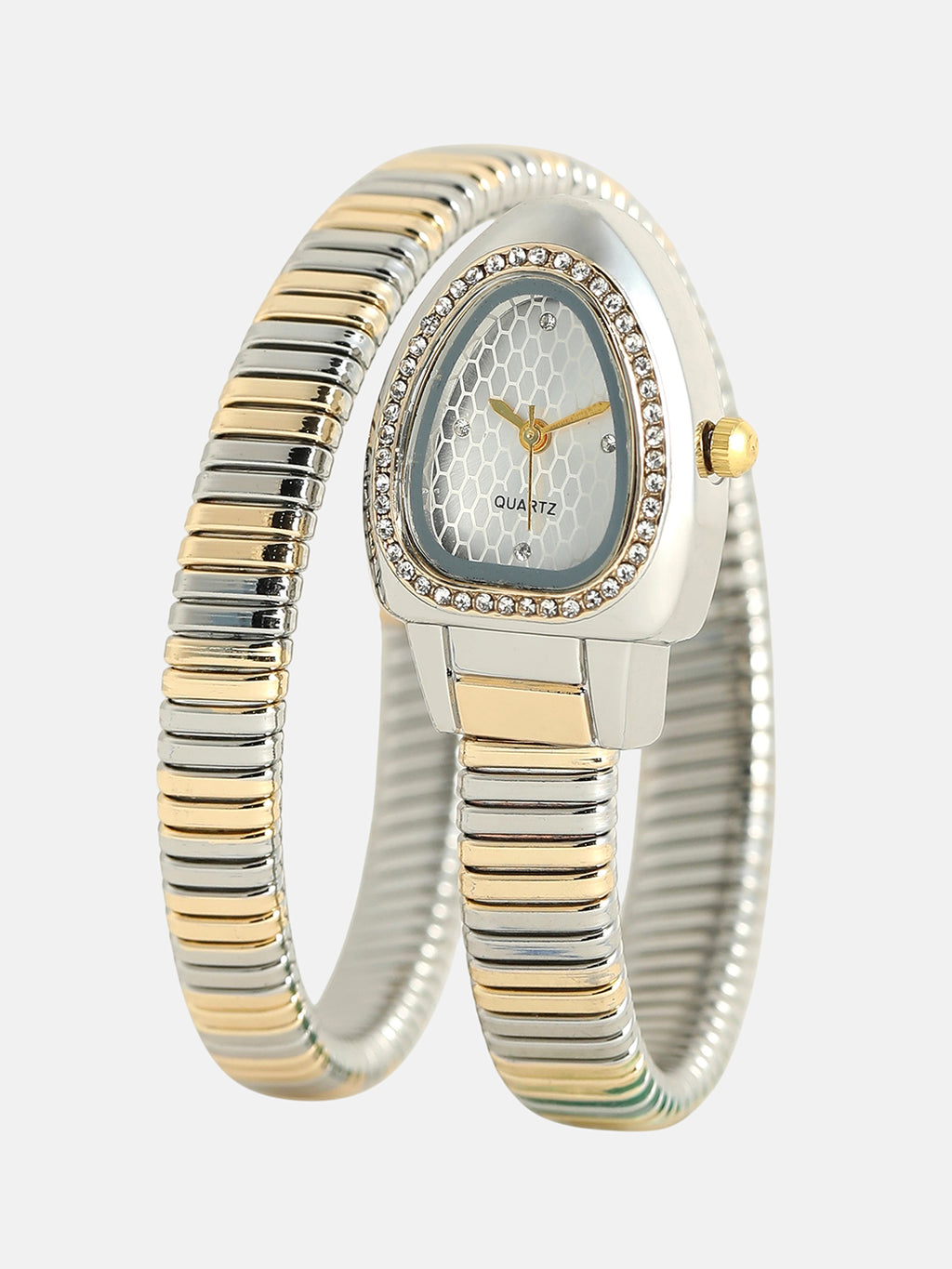 The Aurelia Gem Wrap Oval Watch -  Metallic Silver