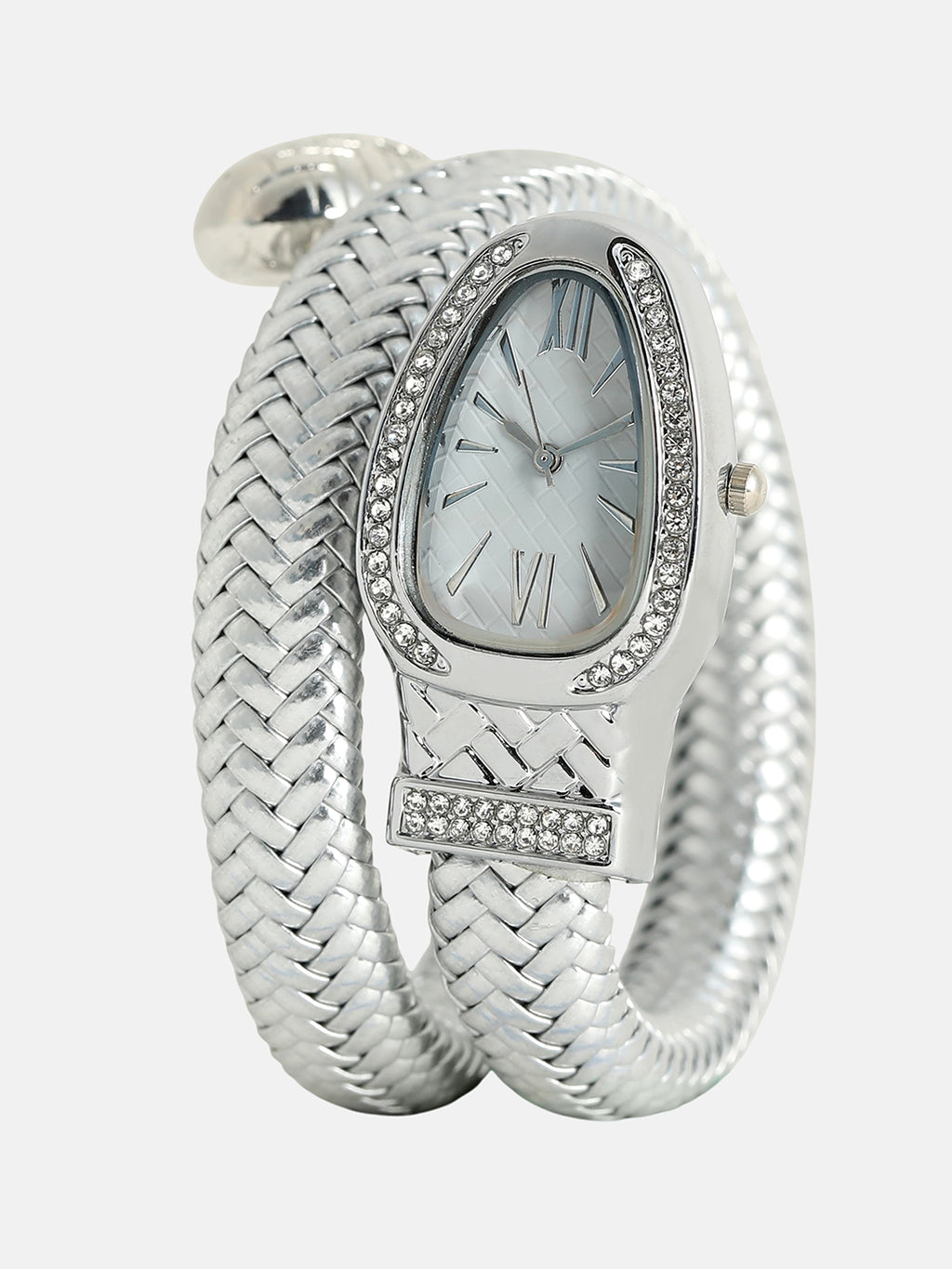 The Aurora Wrap Oval Watch -  Metallic Silver