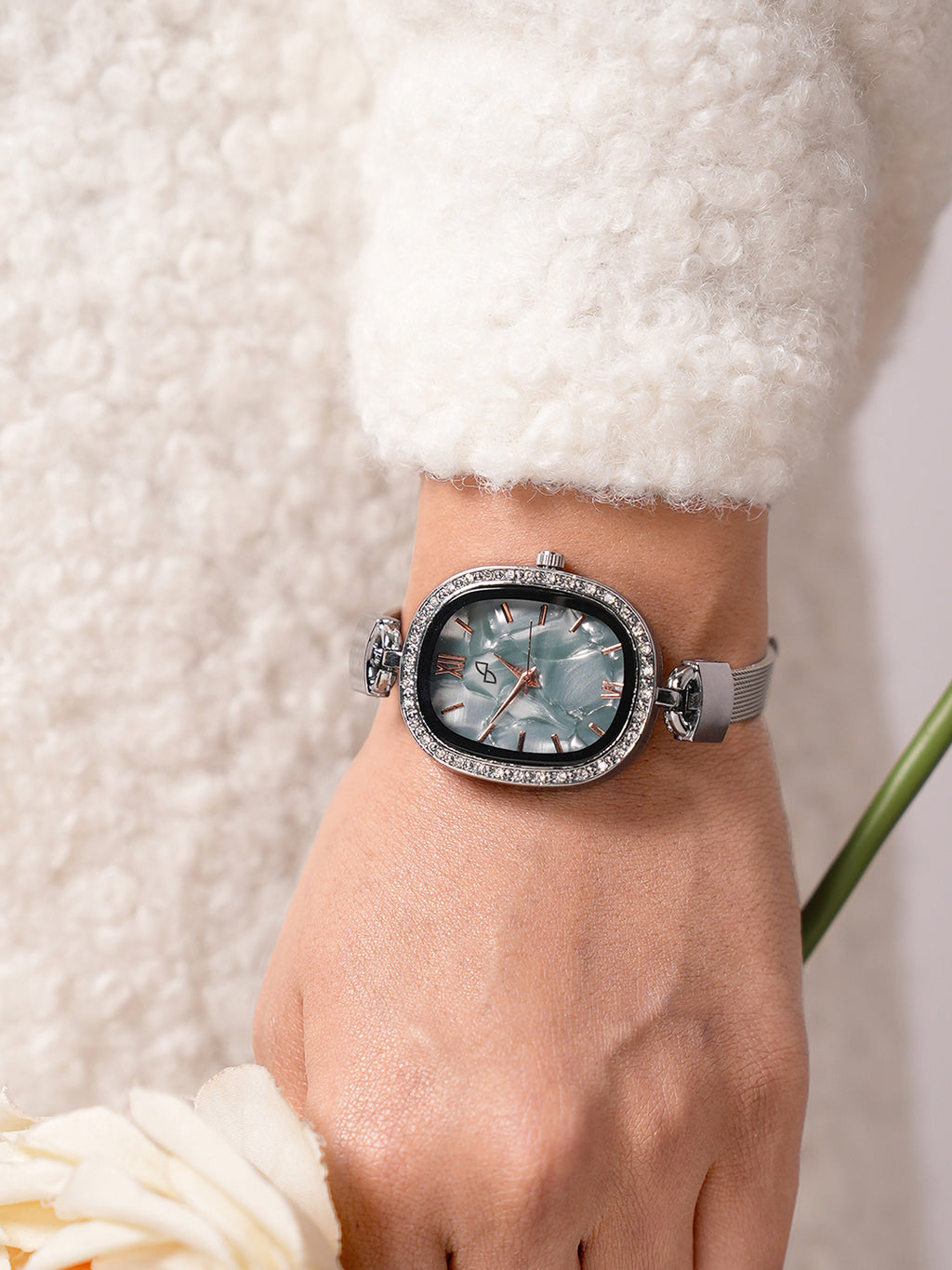 The Textured Square Watch - Emerald Green