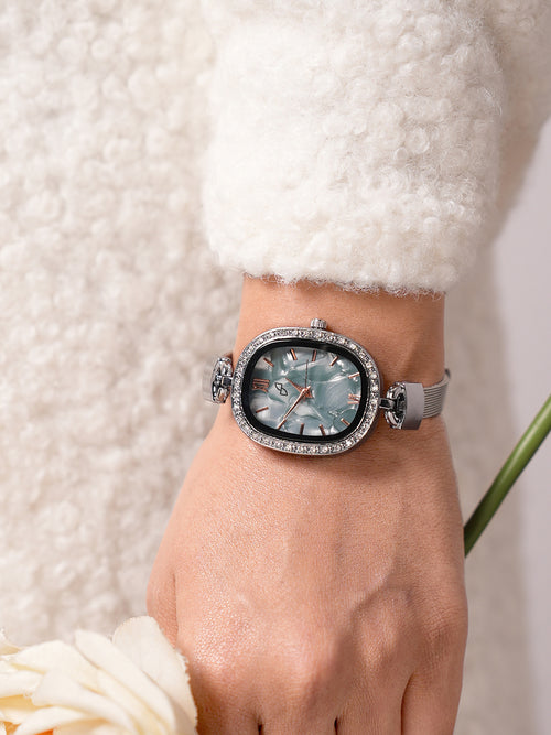 The Textured Square Watch - Emerald Green