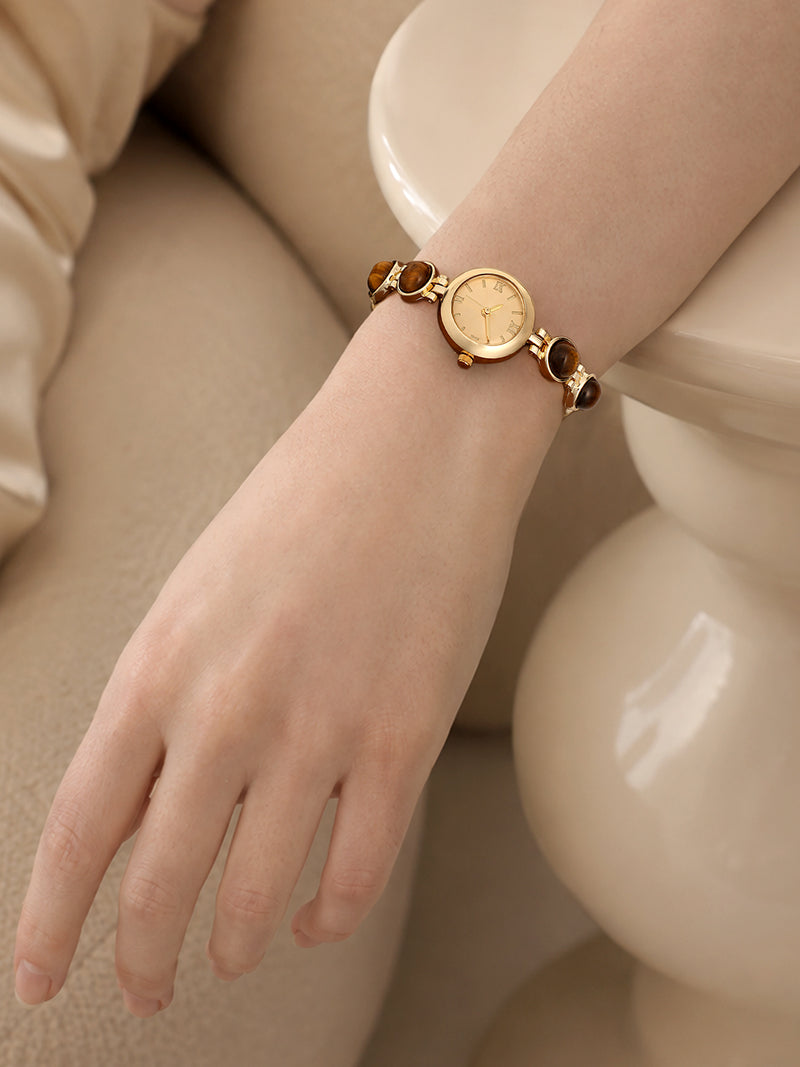 The Noir Beaded Watch - Gold