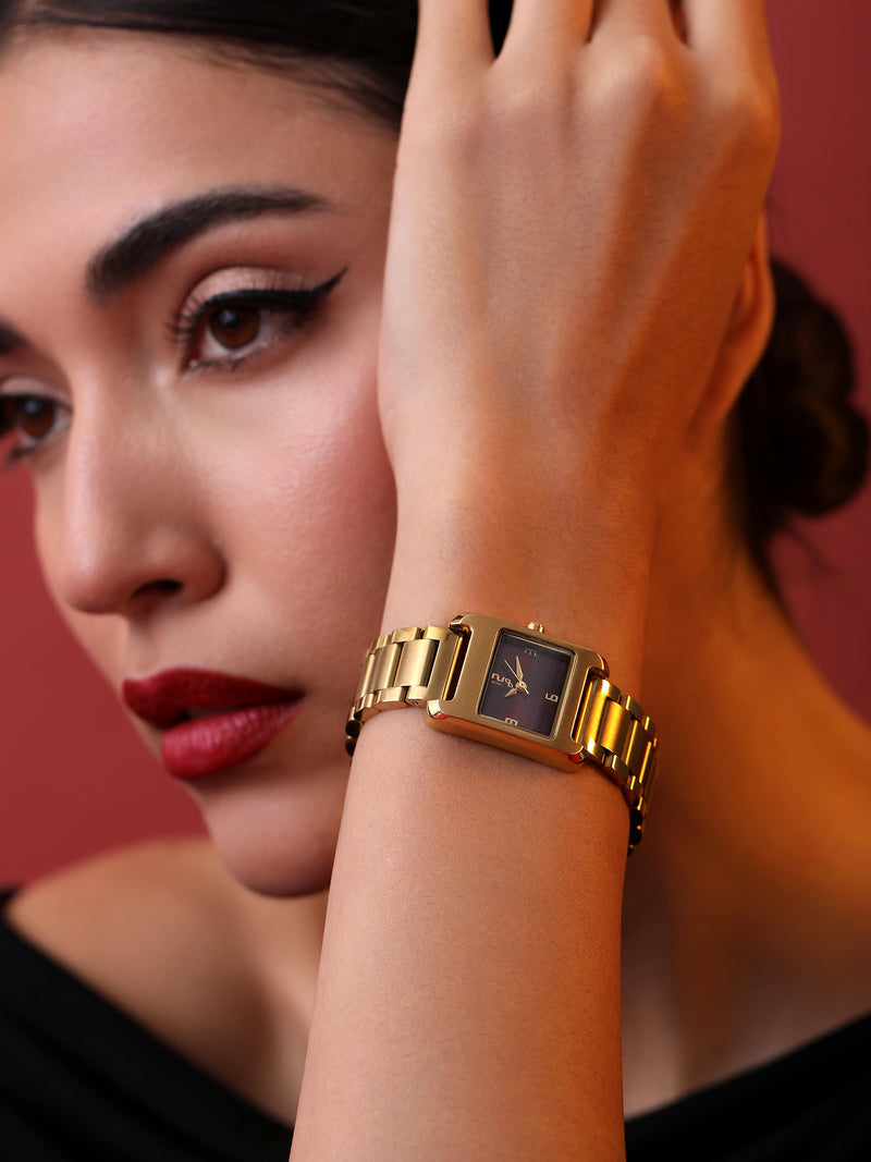 The Ivory Rectangle Watch - Gold