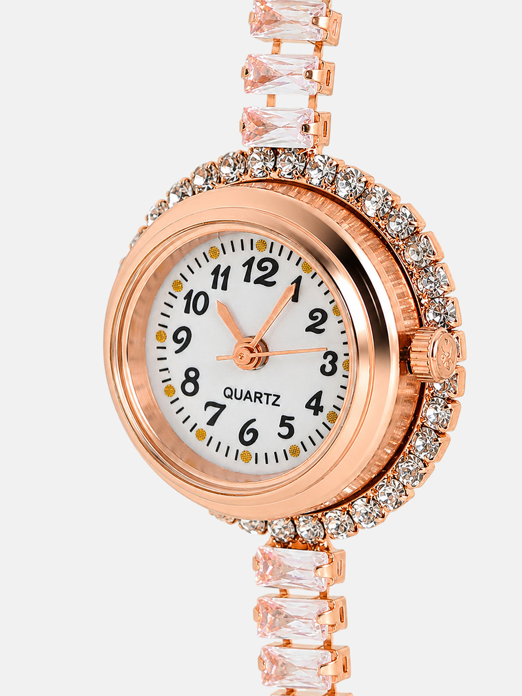 The Crystalized Wrap Round Watch - Rose Gold (Emerald Green Stone)