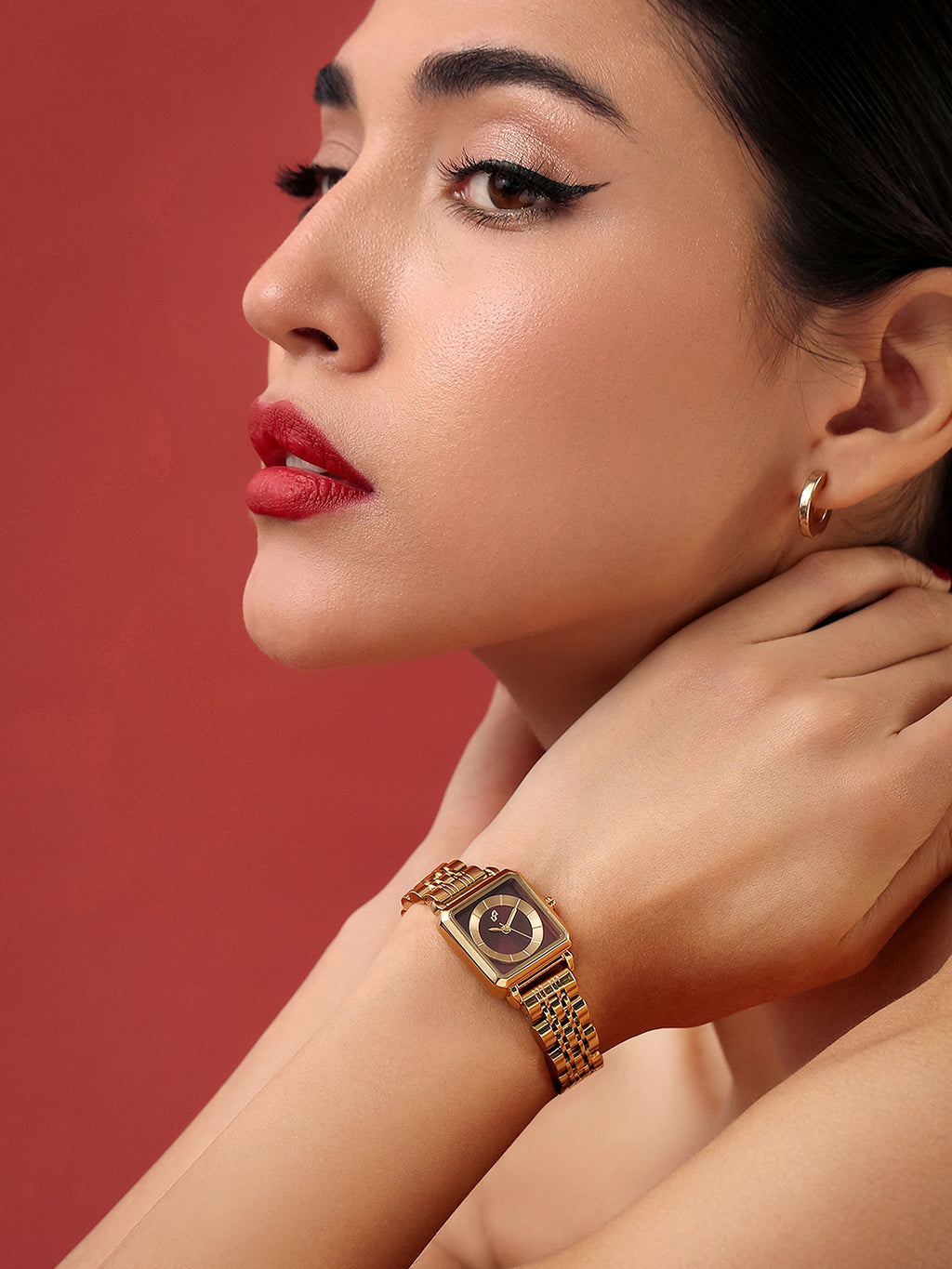 The Ruby Square Watch - Antique Gold