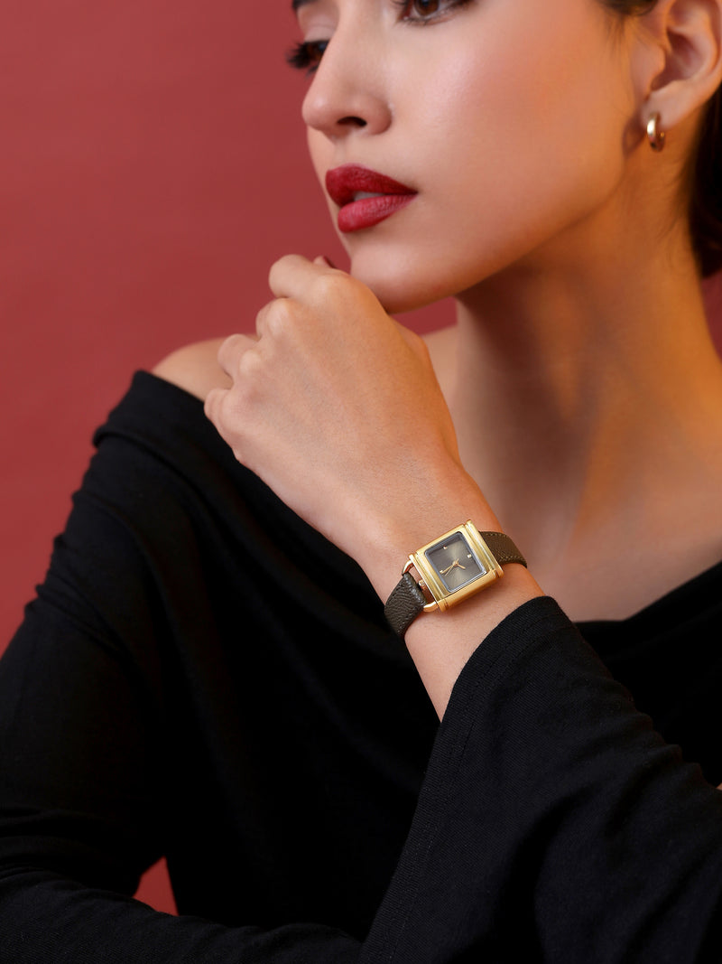 The Vintage Square Watch - Cocoa Brown
