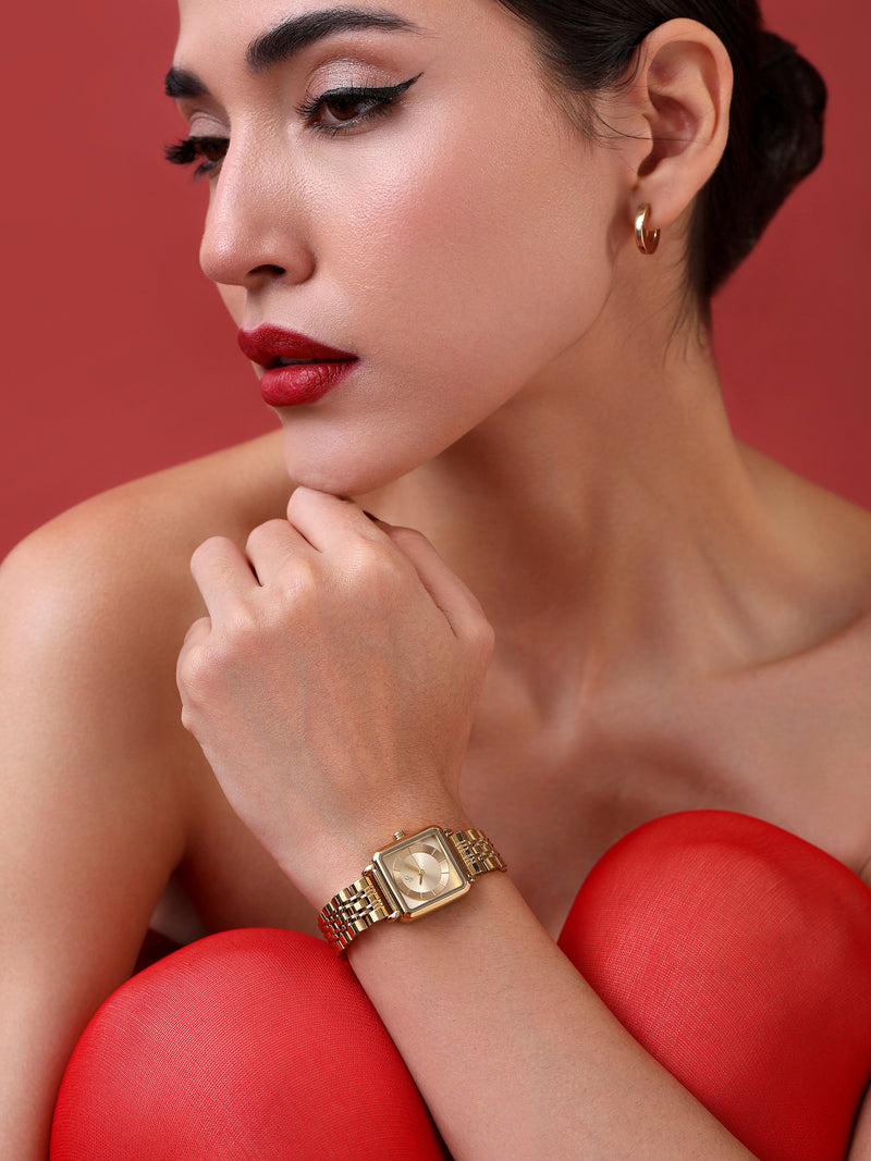 The Ruby Square Watch - Antique Gold