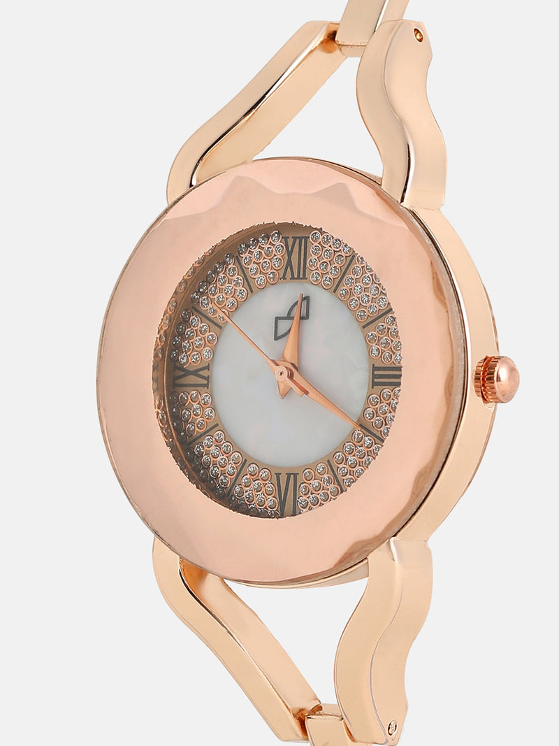 The Celeste Roman Round Watch - Rose Gold