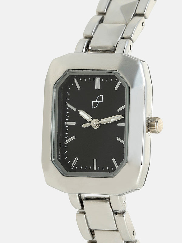 The Savile Rectangular Watch - Metallic Silver