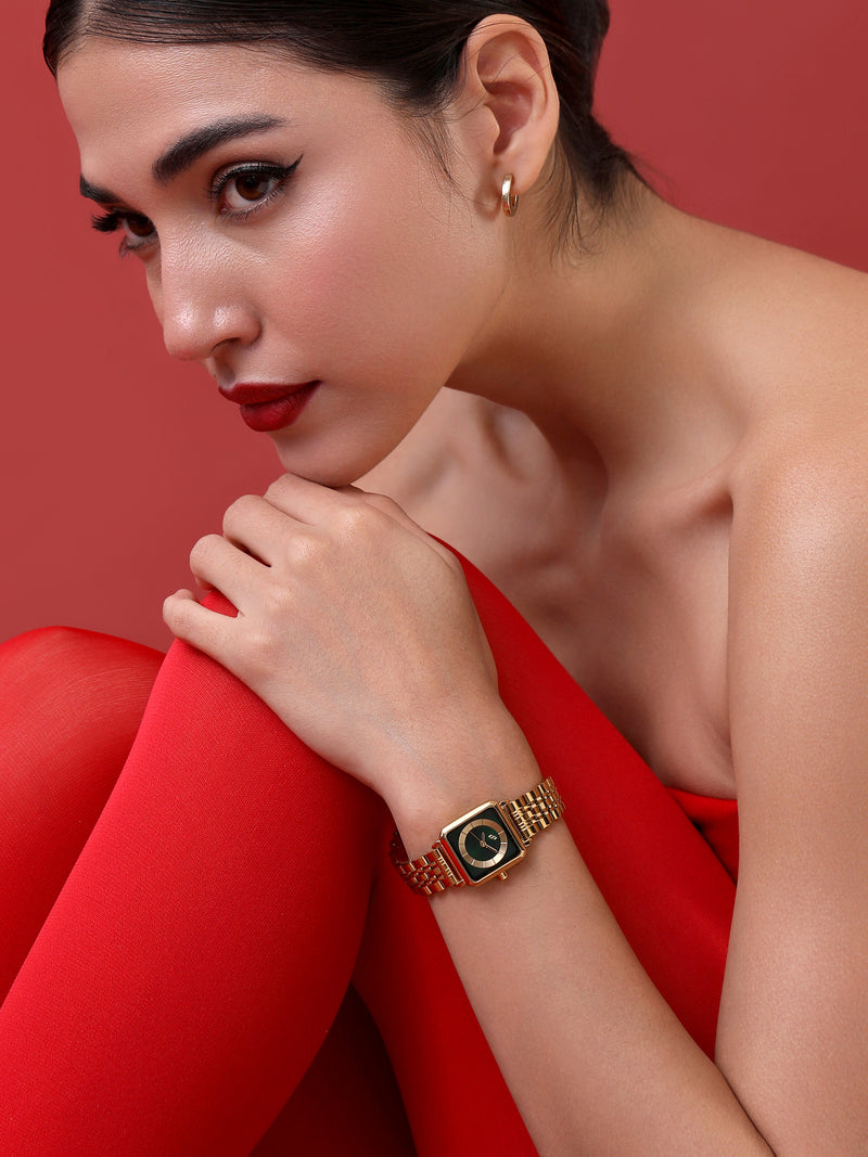 The Ruby Square Watch - Antique Gold
