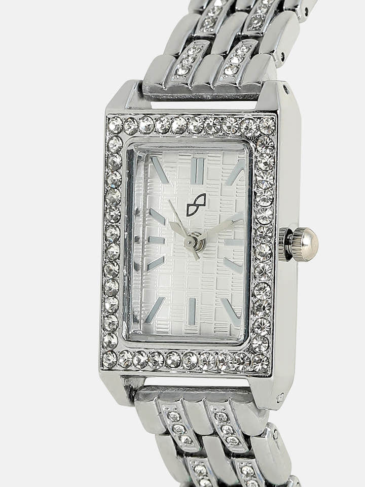The Chérie Rectangular Watch - Metallic Silver