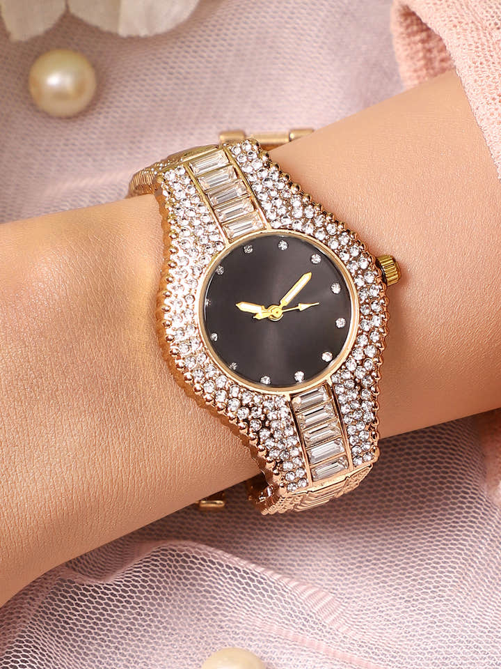 The Embellished Round Watch - California Gold