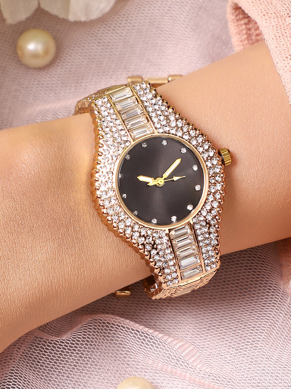 The Embellished Round Watch - California Gold