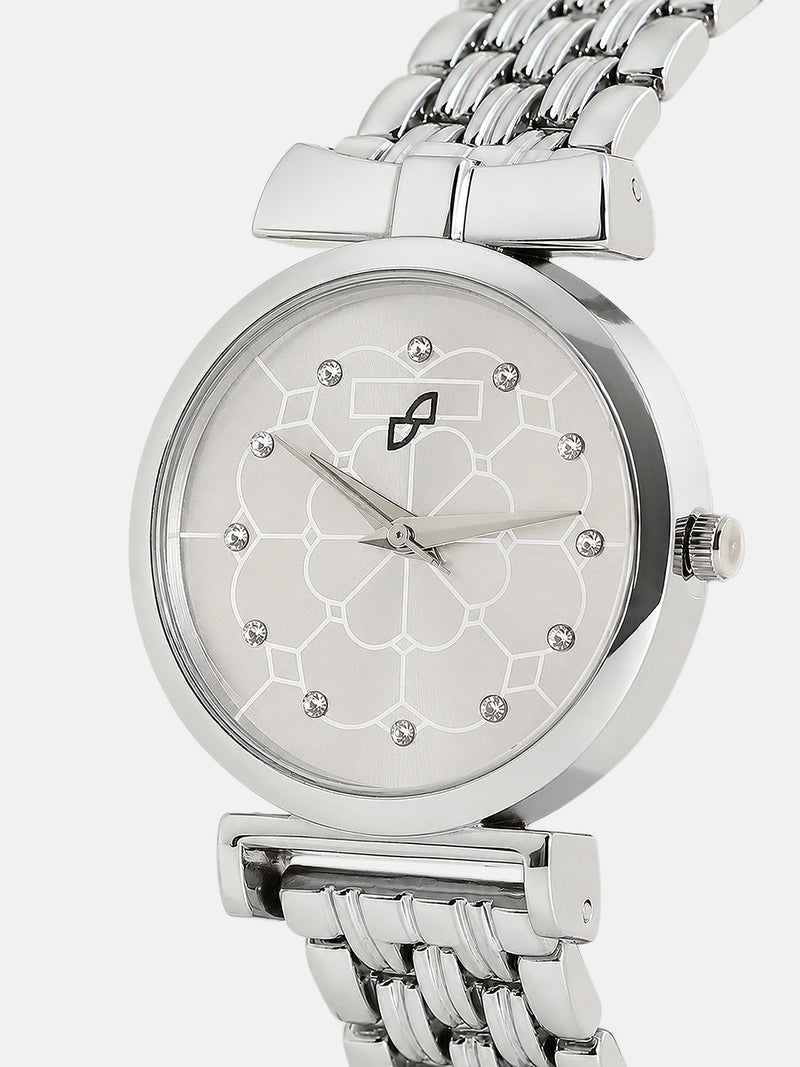 The Daily H-Link Round Watch - Metallic Silver