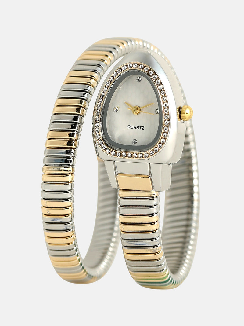 The Aurelia Gem Wrap Oval Watch -  Metallic Silver